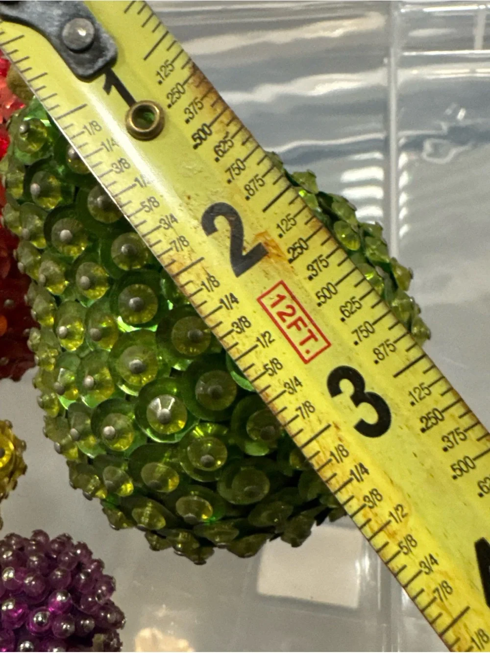 Beaded /sequined Fruit Ornament Set - Apple lemon pear and berries